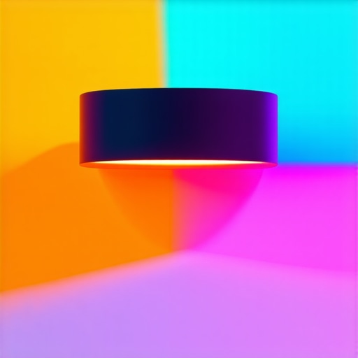 Modern Smart LED Lamp Close-up of a sleek, adjustable smart LED lamp showing multiple color options.