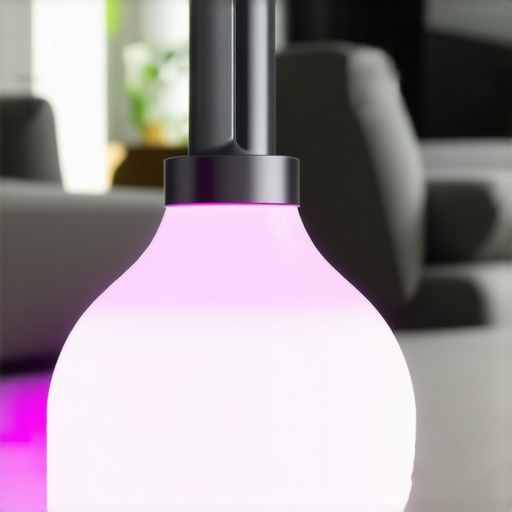 Smart LED bulb with customizable colors in a stylish home setting