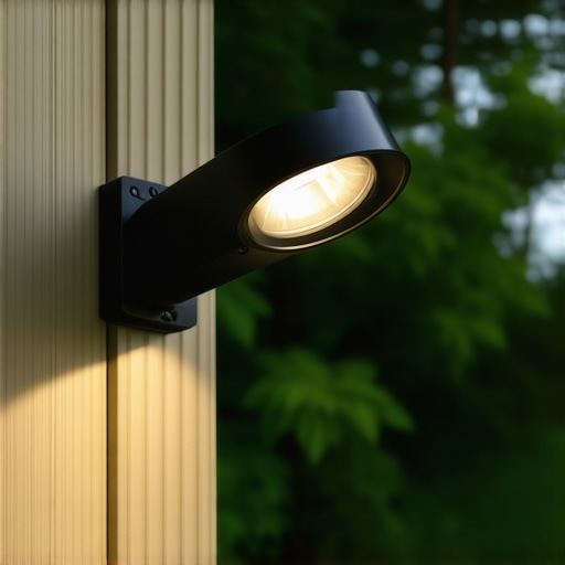 LED security light with motion sensor installed outdoors