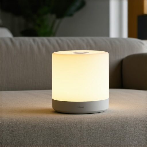 Philips Hue Go Portable LED Lamp Portable Philips Hue Go LED lamp lighting a modern living room