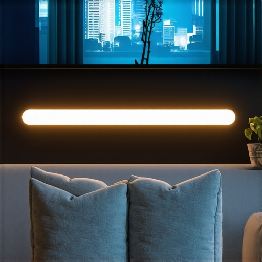 Modern living room with Philips Hue Play Light Bars creating ambient lighting