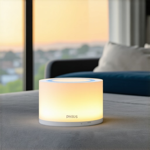 Philips Hue Play Light in Living Room Close-up of Philips Hue Play smart light in a cozy home setting