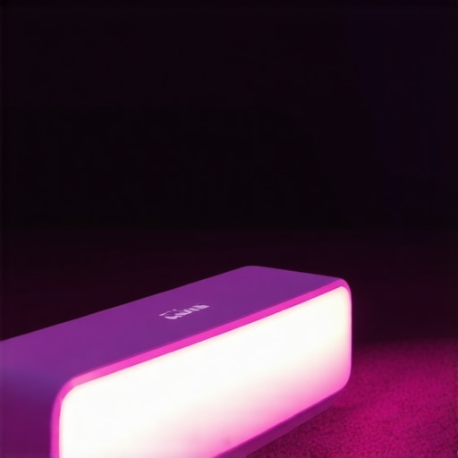 Modern living room with Philips Hue Play smart LED lighting