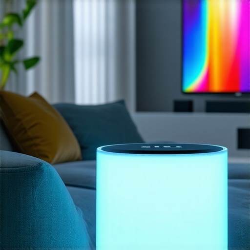 Philips Hue Play smart lighting setup providing colorful ambiance in a contemporary home