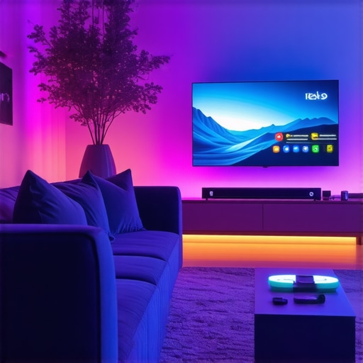 Philips Hue Play smart lighting setup with vibrant colors in a contemporary home environment