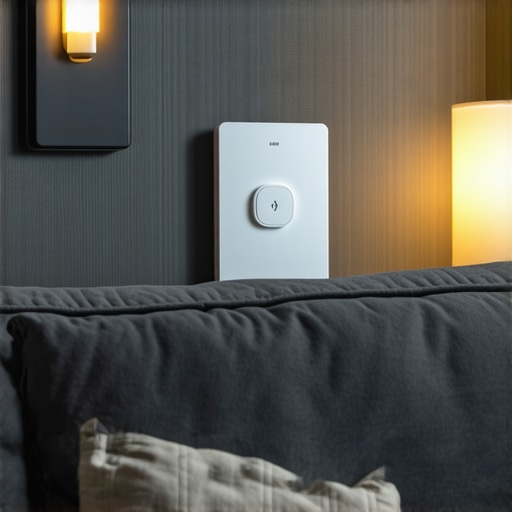 A modern living room with Philips Hue Smart Dimmer Switch on the wall, demonstrating easy control of lighting