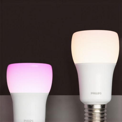 Philips Hue White and Color Ambiance GU10 Smart Philips Hue GU10 bulb creating colorful ambiance in a stylish living room