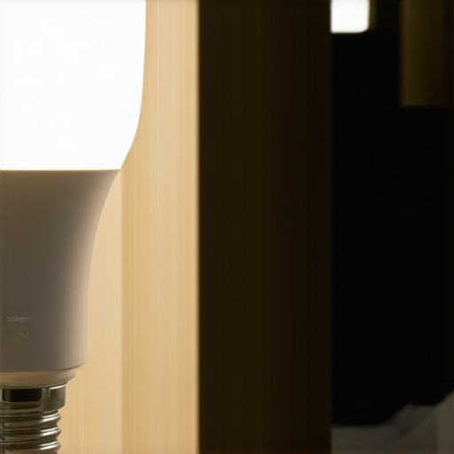 Smart LED bulb controlled via smartphone in contemporary interior