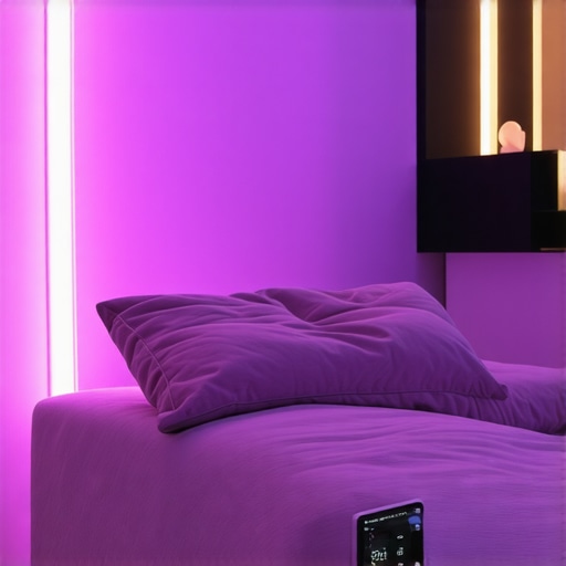 Modern smart home with colorful lighting and advanced control systems