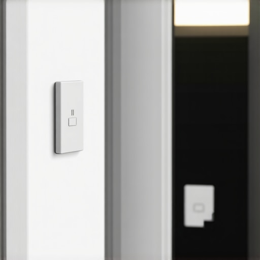 Interior view of a modern living room featuring a Leviton Decora Wi-Fi smart switch.