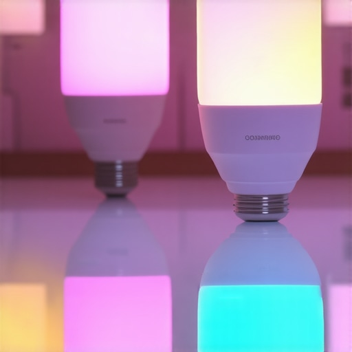 Smart LED Bulbs in a Contemporary Living Room Smart LED bulbs controlled via app in a stylish living room setting