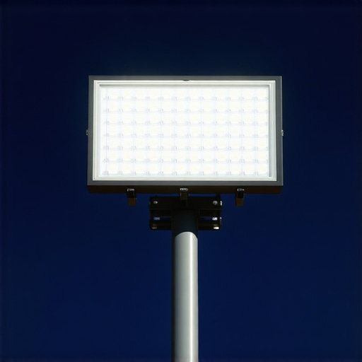 Slika snažnog solarnog LED reflektora TURBO-400W koji intenzivno osvjetljava prostrano vanjsko područje, naglašavajući njegovu pokrivenost i svjetlinu za sigurnost i funkcionalnost.