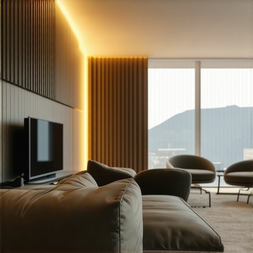 Modern living room with ambient LED lighting