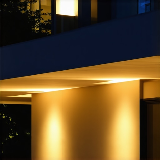Stylish outdoor lighting at dusk Modern outdoor lighting illuminating house facade and garden at dusk