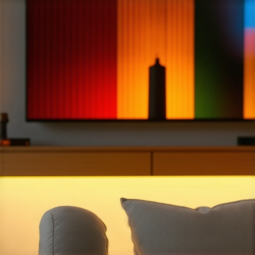 Xiaomi Yeelight Lightstrip Plus 2m in use LED Lightstrip Plus 2m installed in a modern living room, colorful ambient lighting